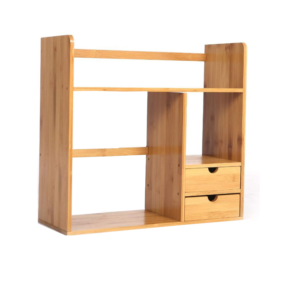 Bamboo Display Rack Bookshelf Storage Rack for Kitchen Office Bathroom