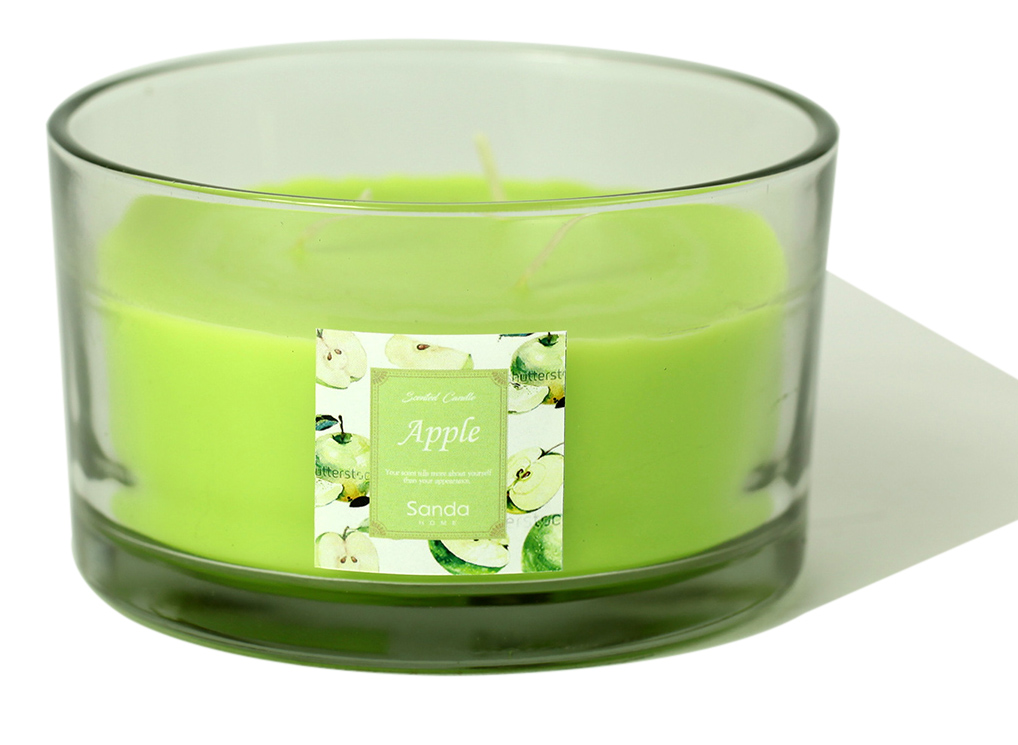 scented candle in a glass candle holder