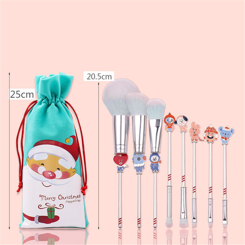 Christmas 6pcs Makeup Brushes Reindeer Snowman Powder Cosmetic Brush Kit