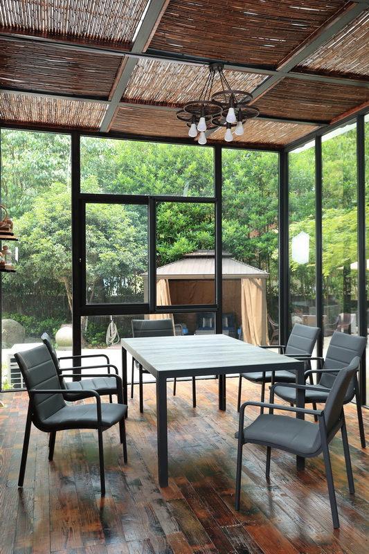 OUTDOOR GARDEN RATTAN Broadway Alumium 7pcs Dining Set