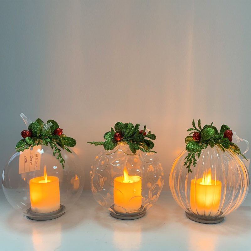Glass dome Christmas tabletop decoration with LED light