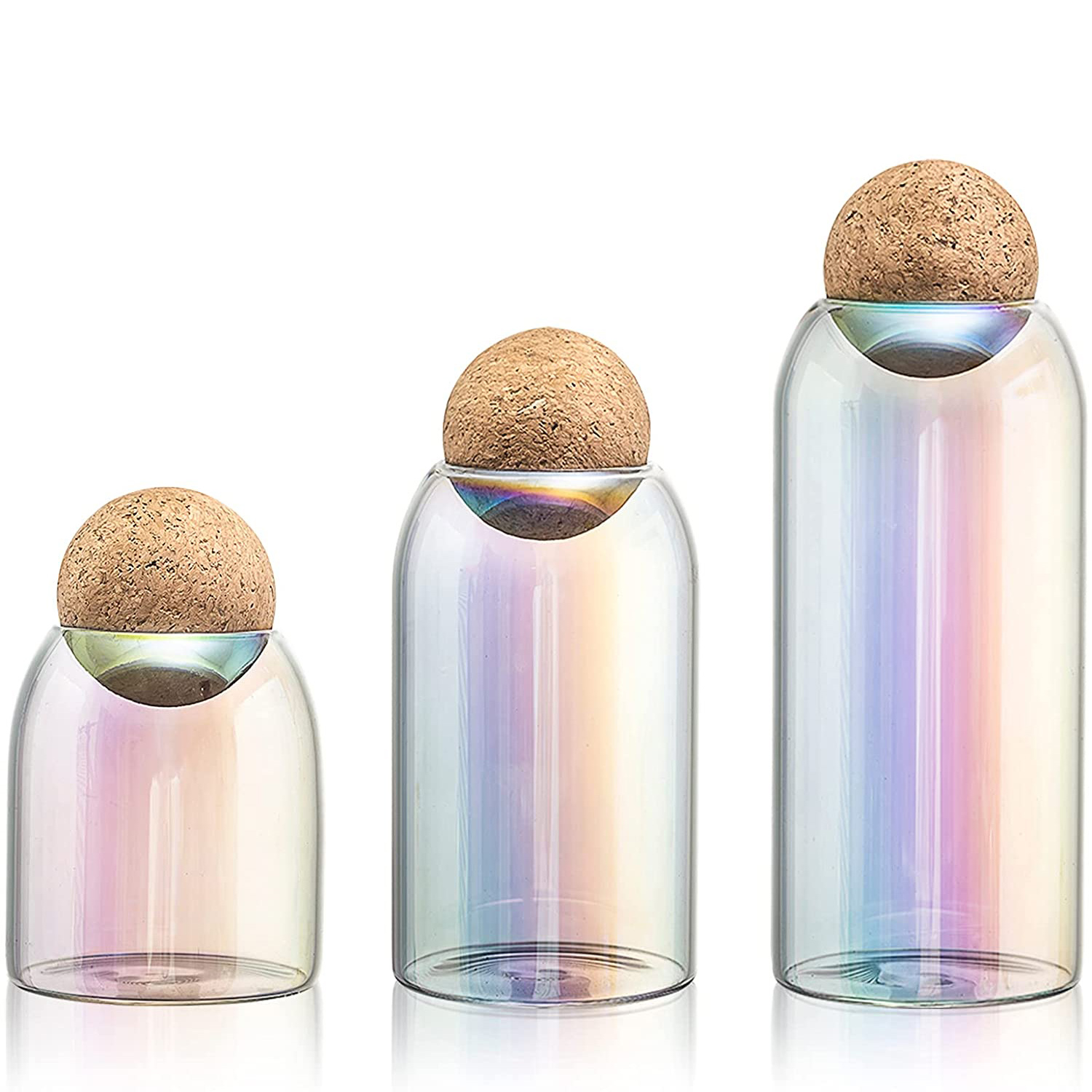 Glass Jars For Storage Food Storage Jars with Wood Lid Cork Ball Stopper Handmade Borosilicate Glass Canister Jar