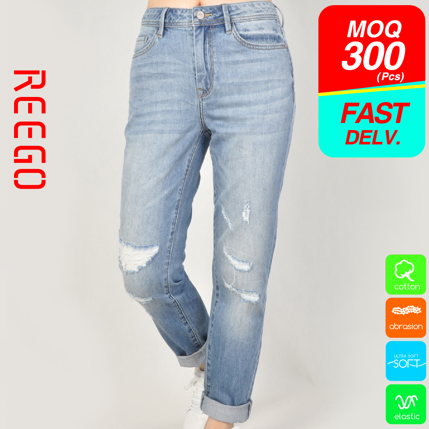 women loosen leg straight jean function denim