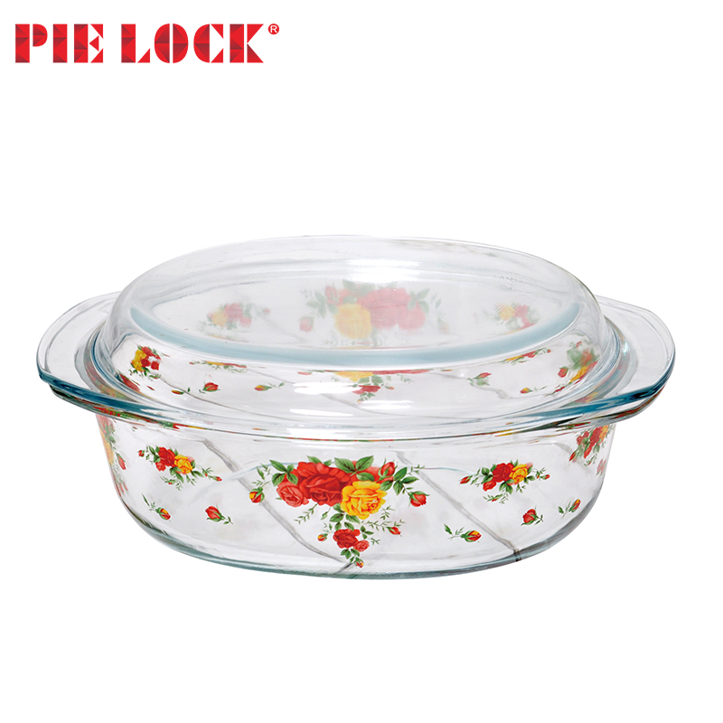 Round glass casserole decoration firing