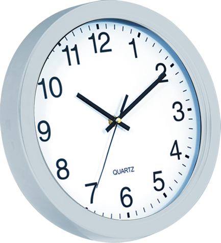 Wall clock; quartz clock; round clock; plastic clock; simple; Arabic number; 11inch 28cm