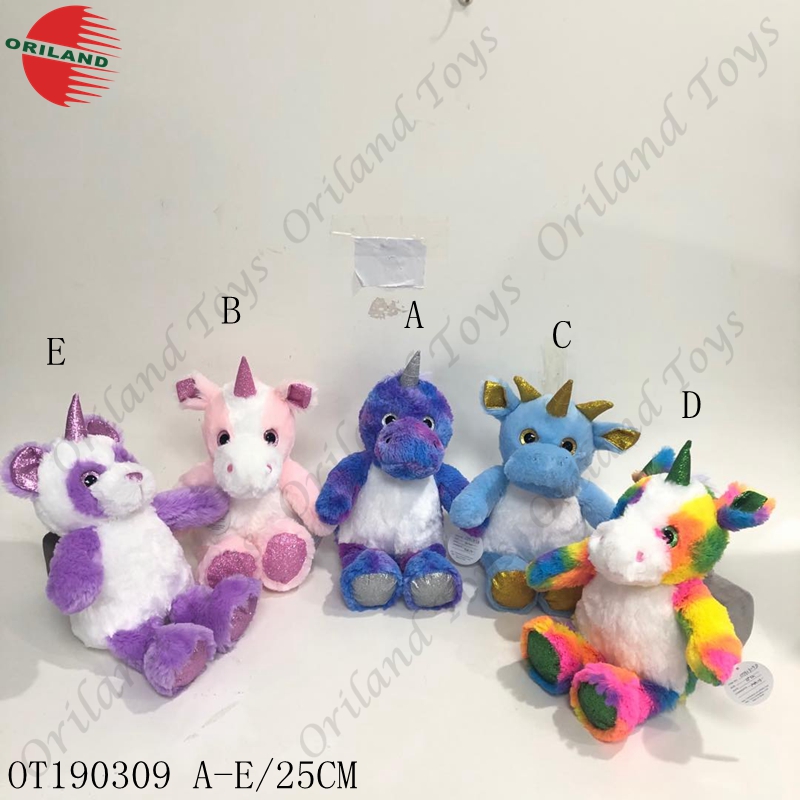 Fashionable glitter big eyes rainbow unicorn plush toy stuffed animal soft toys