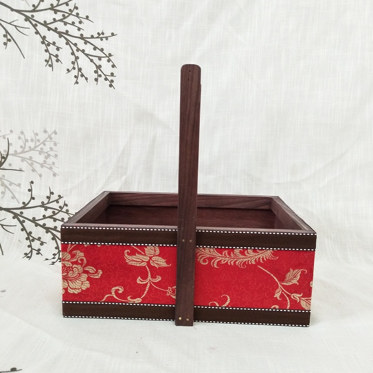 Rectangle Chinese style gift wooden with handle boxes Gift Baskets