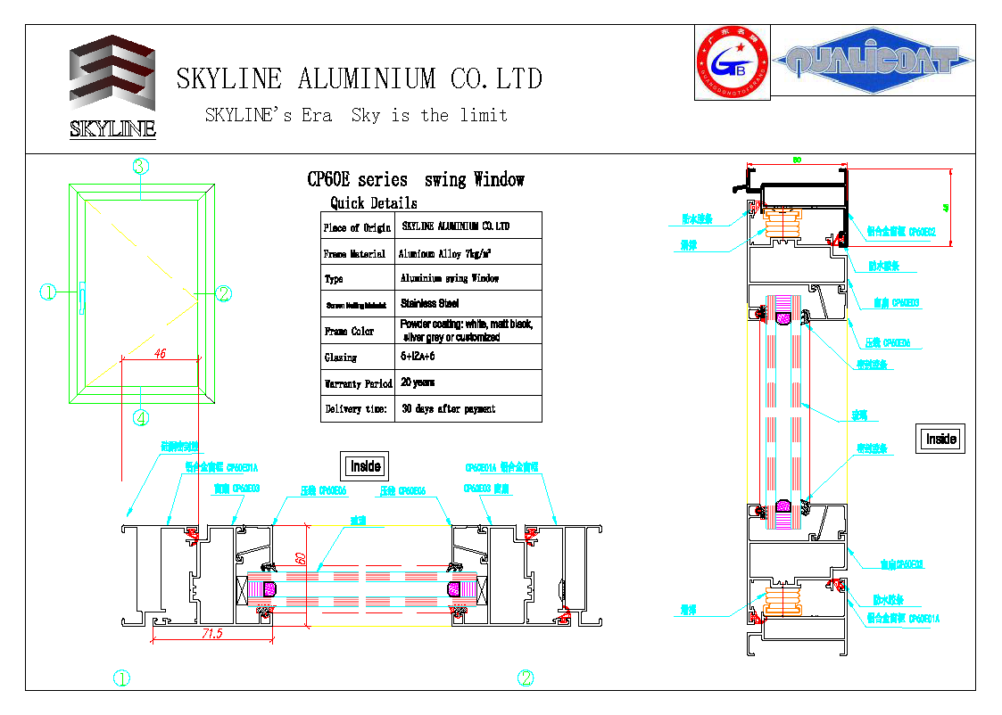 SKYLINE CP60E Series Window