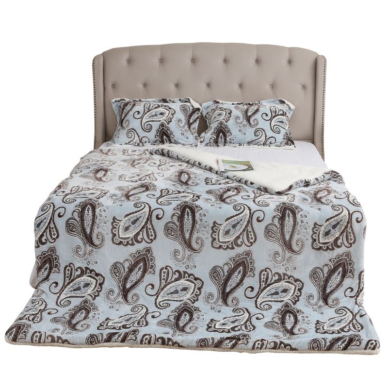 Flannel Sherpa Quilt Comforter Floral Printing