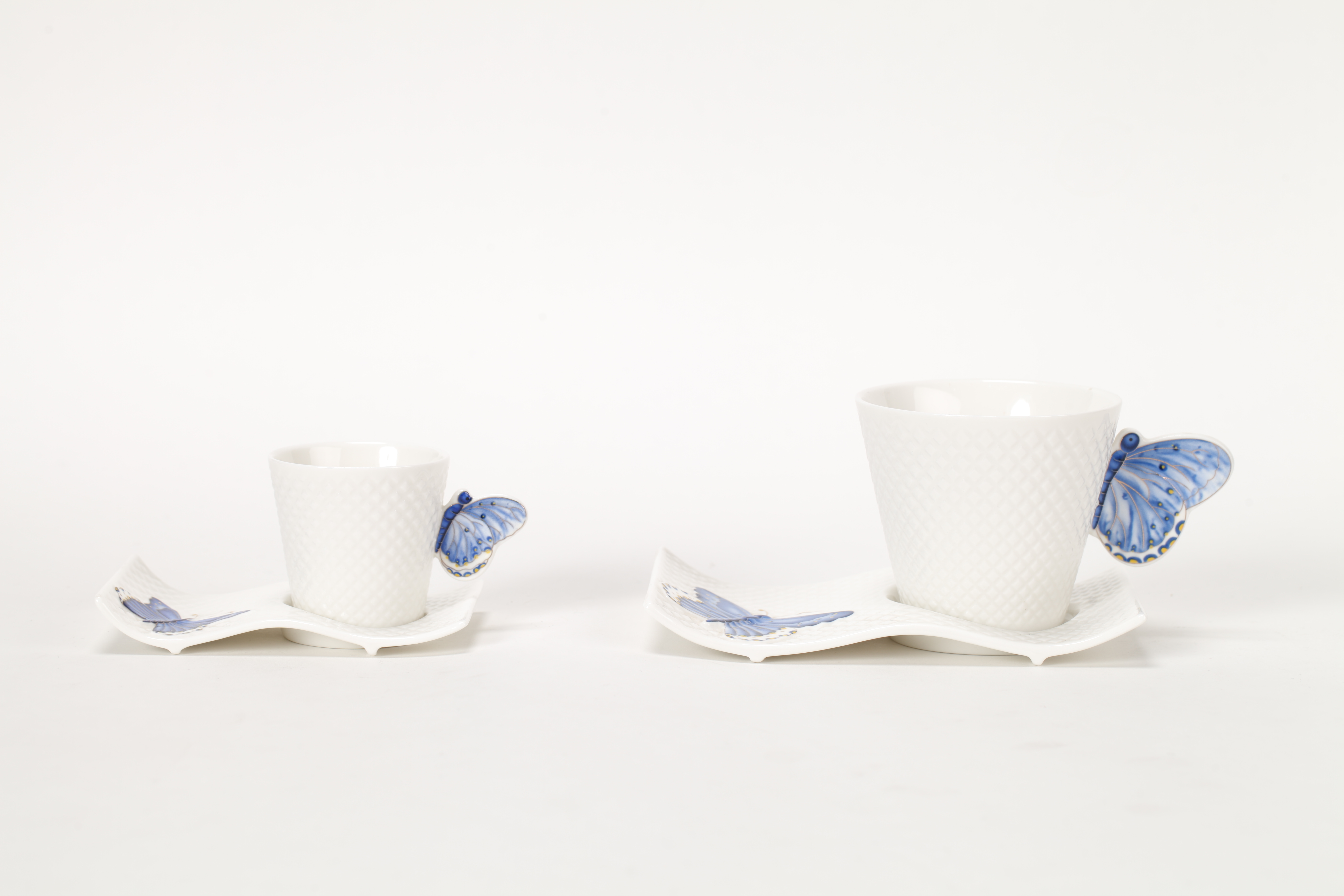 Eco friendly bone china tea cup set with pink butterfly decoration