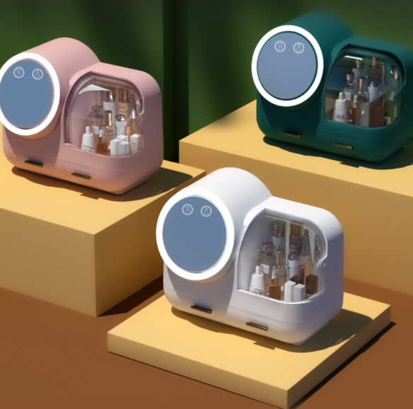 LED Mirror Multi Color Big Capacity Cosmetic Case