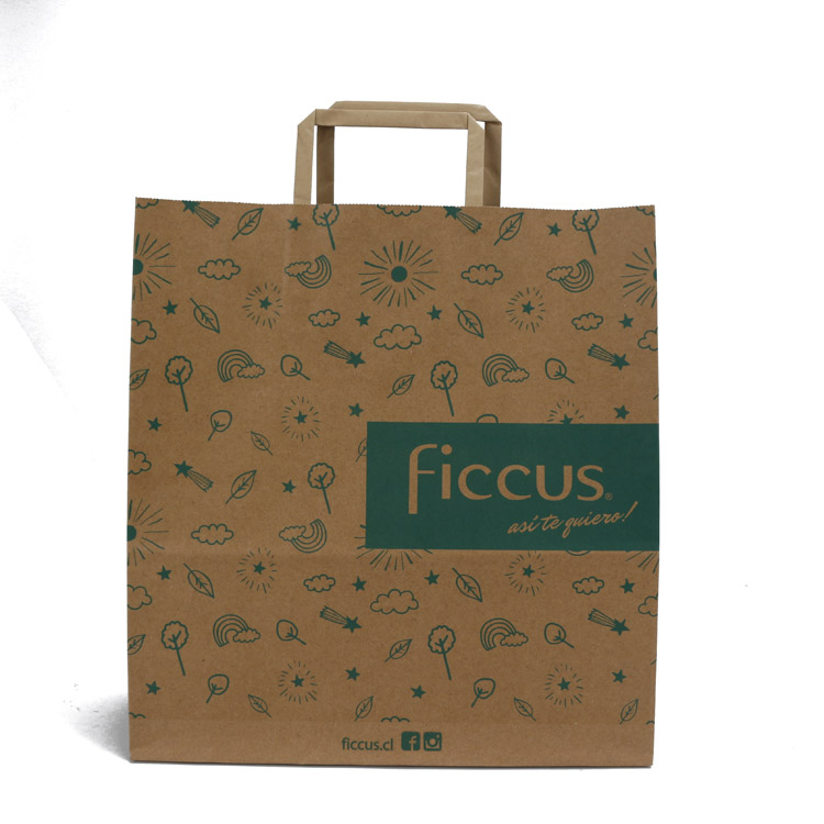 Serrated top flat handle paper shopping bag