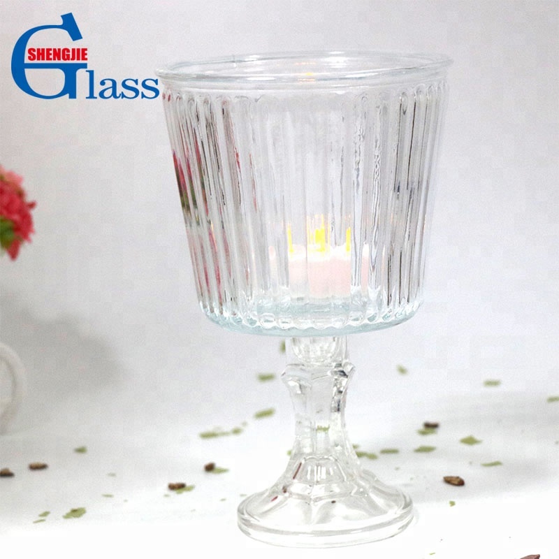 Wholesale Decorative Clear Glass Candle Holder with Glass Stand for home