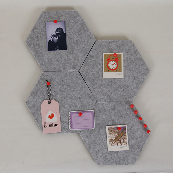 Hexagon Felt Bulletin Boards, Grey Fabric Pin Board, Wall Bulletin Boards, Notice Board