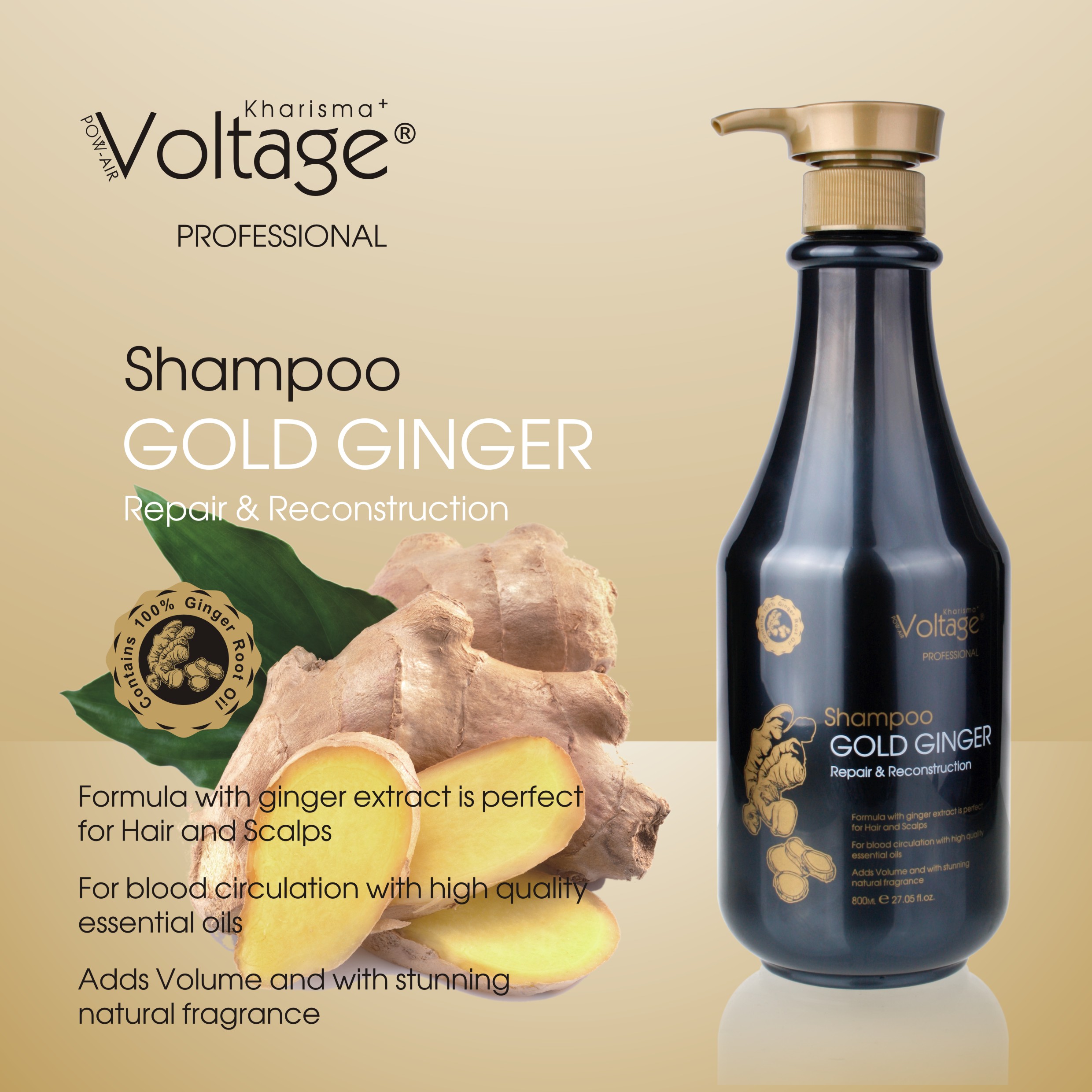 OEM Available Hair-Growth Ginger Shampoo 800ml Private Label Scalp Care ginger