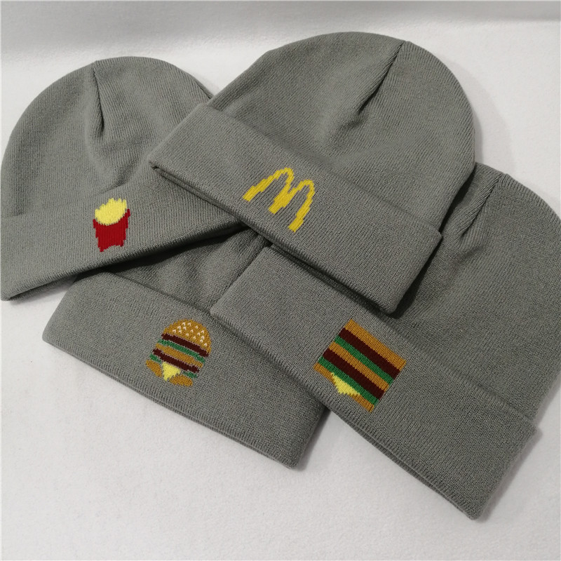 McDonald's Custom brand fashion knitted hat elastic brim stretch knitted beanie