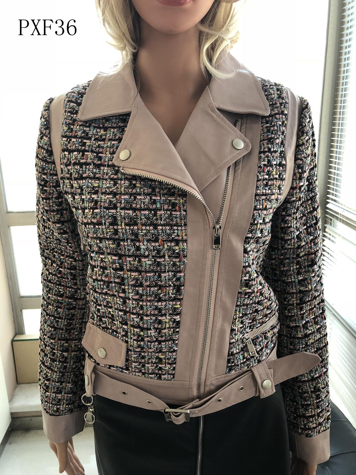 Ladies Print Embroider Pu Jacket