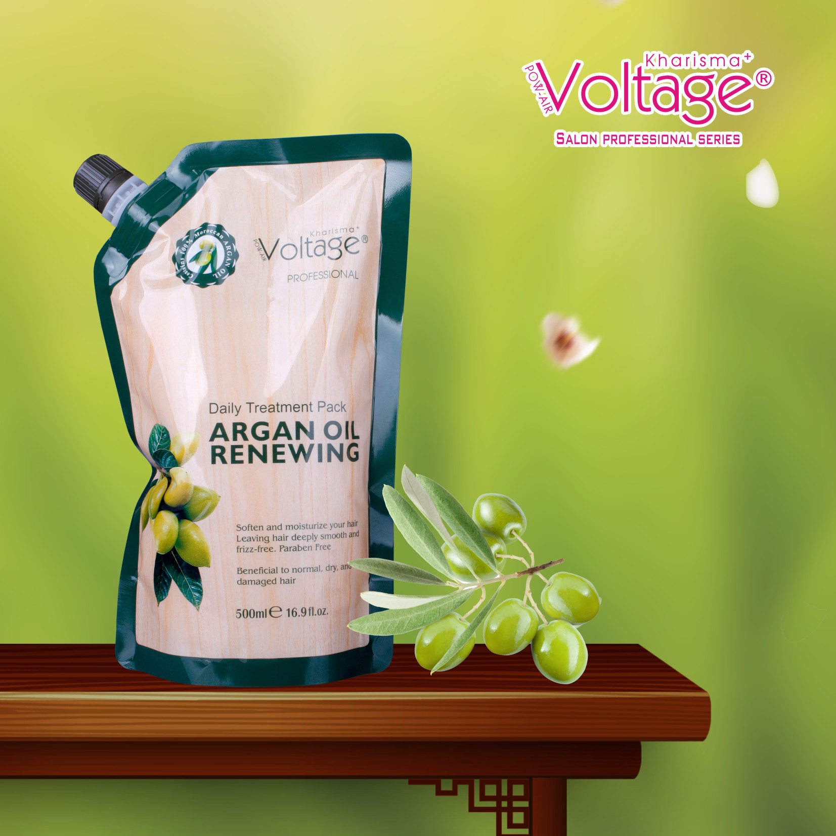 Kharisma Voltage Argan Oil Hair Care Renewing Daily Hair Treatment 500ML Moisturizer Treatment for Dry & Damaged Hair OEM