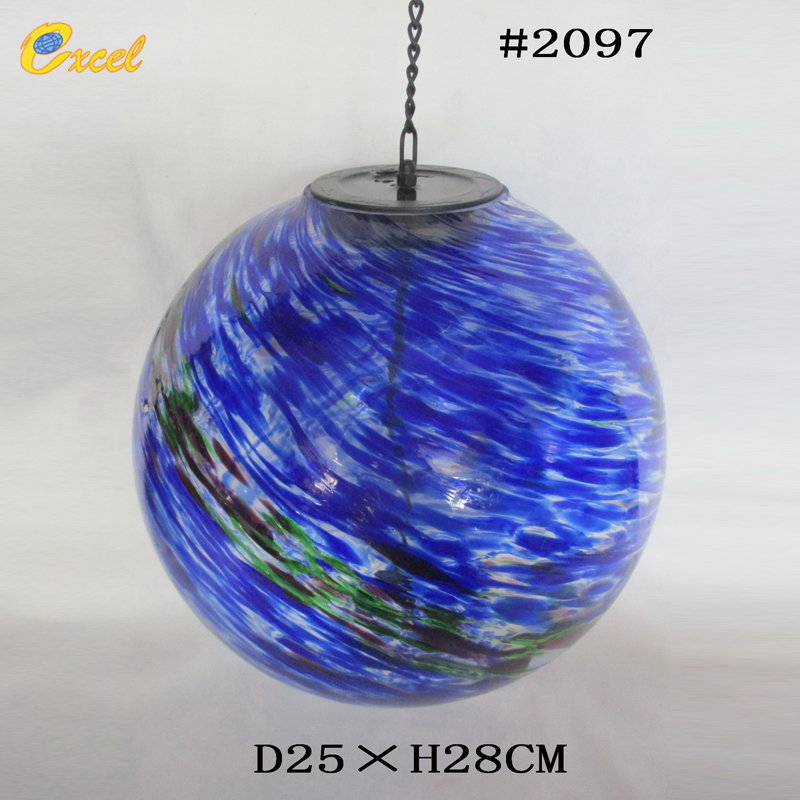 Glass gazing ball with solar led light
