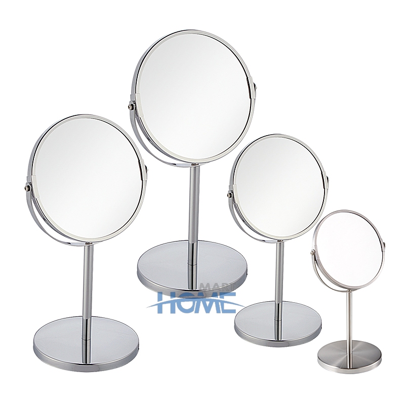 Round shape 2 sides table stand metal in chrome plated make up Cosmetic magnifying Mirror can be customized color