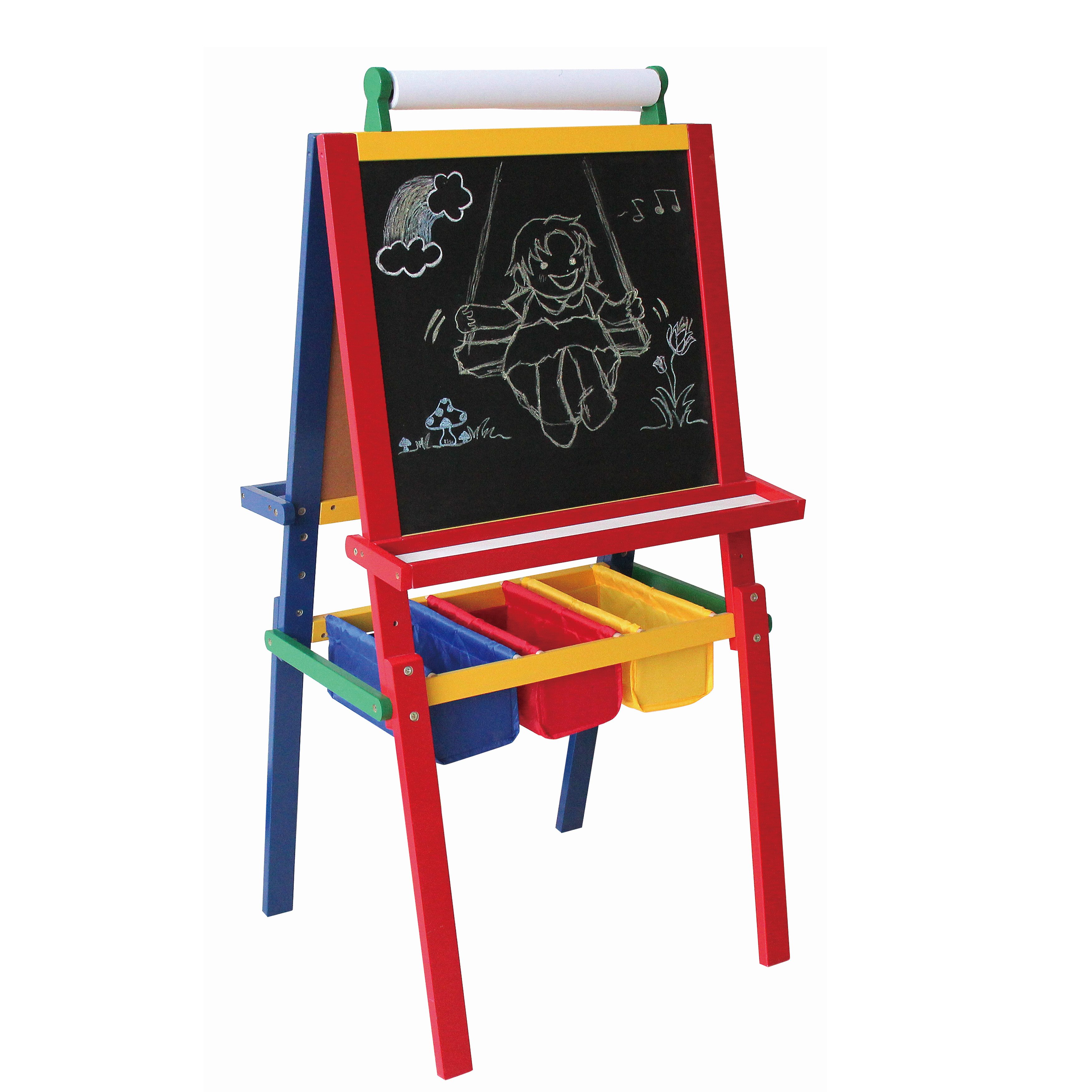 Wooden double side easel with storage