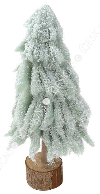 0000000000Woollen Mini Green Pine Tree Ornament with Wood Base for Christmas Decor