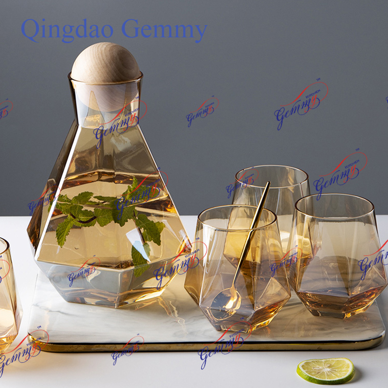 Colored glass drinking set