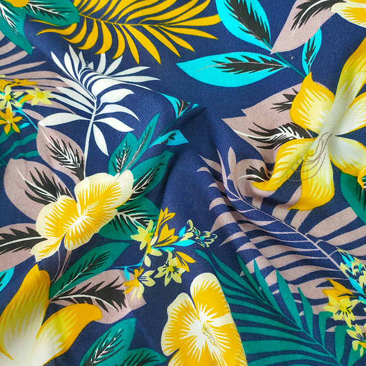 30s tropical pineapple print rayon challis print fabric image custom printed fabric