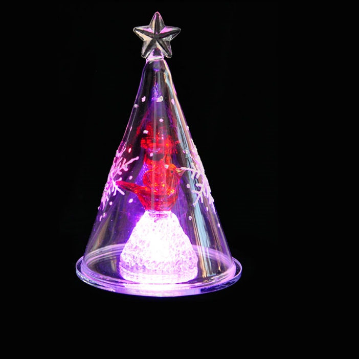 LED Tree-shaped Glass Christmas Ornament | Tabletop Holiday Decor and Gift Accent | Hot-selling Item