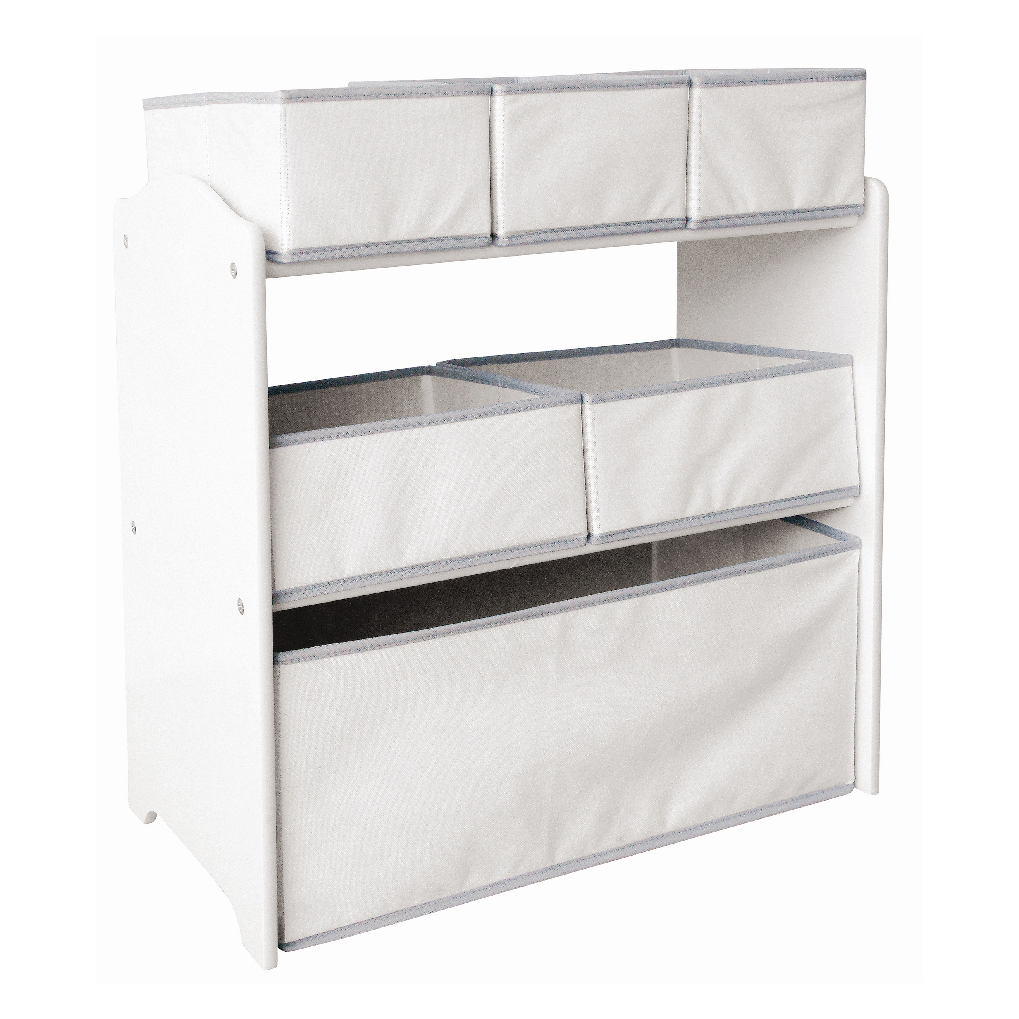 classic wooden white child woven fabric storage shelf new design 2020