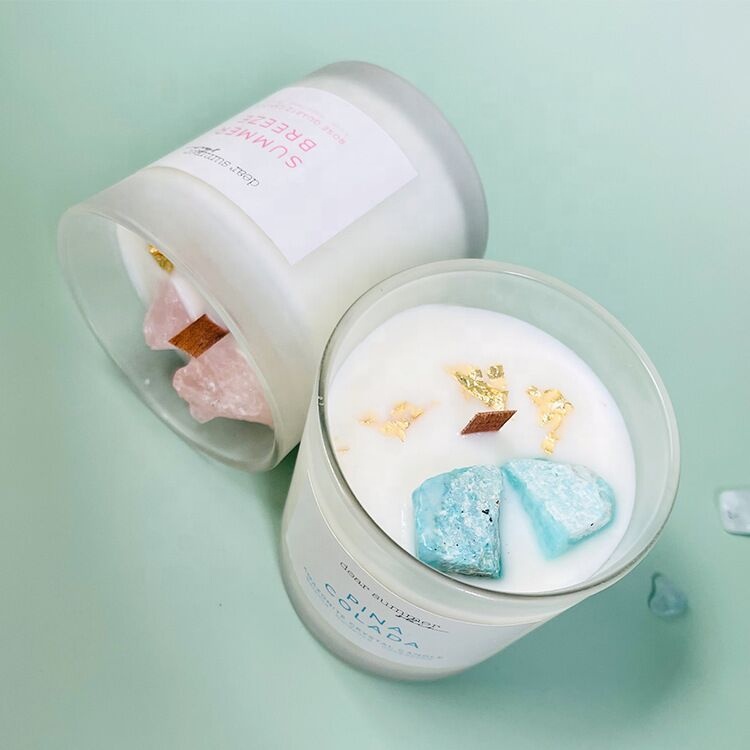 Private Label Aromatherapy Crystal Natural Soy Wax Wedding Glass Jar Candle Gift Sets