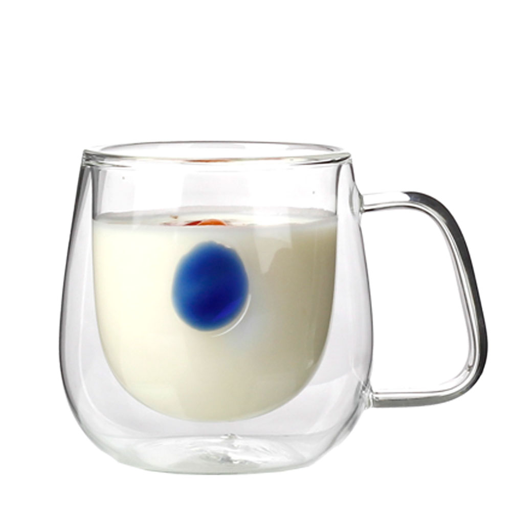 '0.3L' Good Quality cups insulated glass coffee mugs double walled mug glass