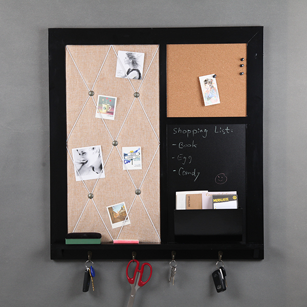 Wall Organizer, Chalkboard, Cork Board, Fabric Photo Frame, Wall Shelf with Key Holder
