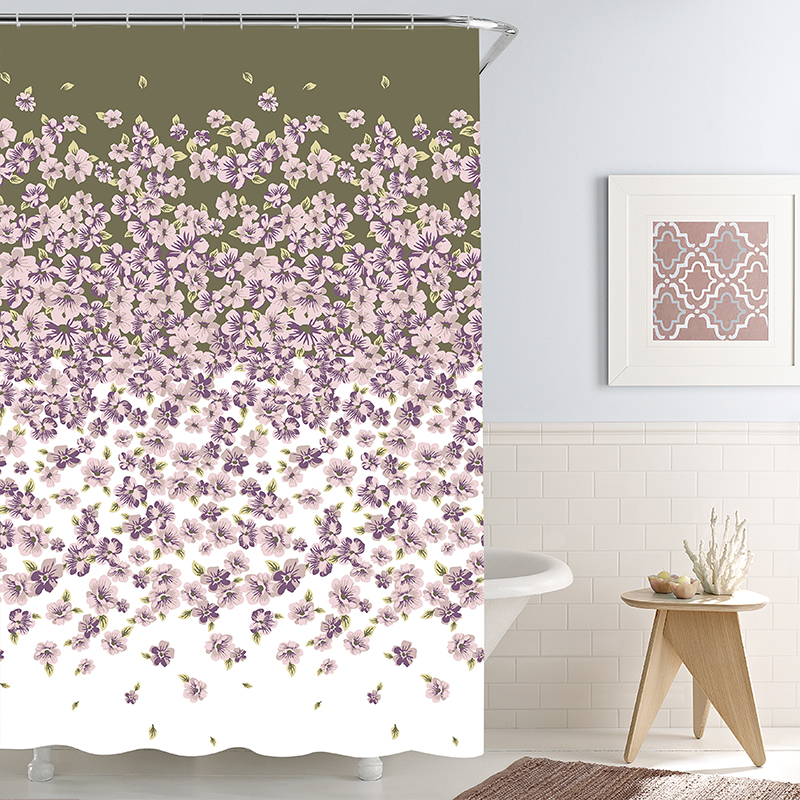 Waterproof and mildew proof printing polyester shower curtain