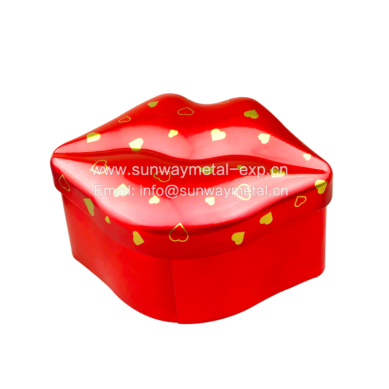 Lip shaped tin box tin packaging