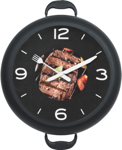 Wall clock; quartz clock; best sale; Kitchen clock; pot; gift; creative clock; steak; 12inch 30cm