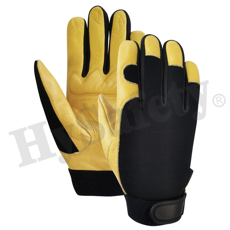 Mechanics gloves, synthetic leather glove, work glove, leather glove
