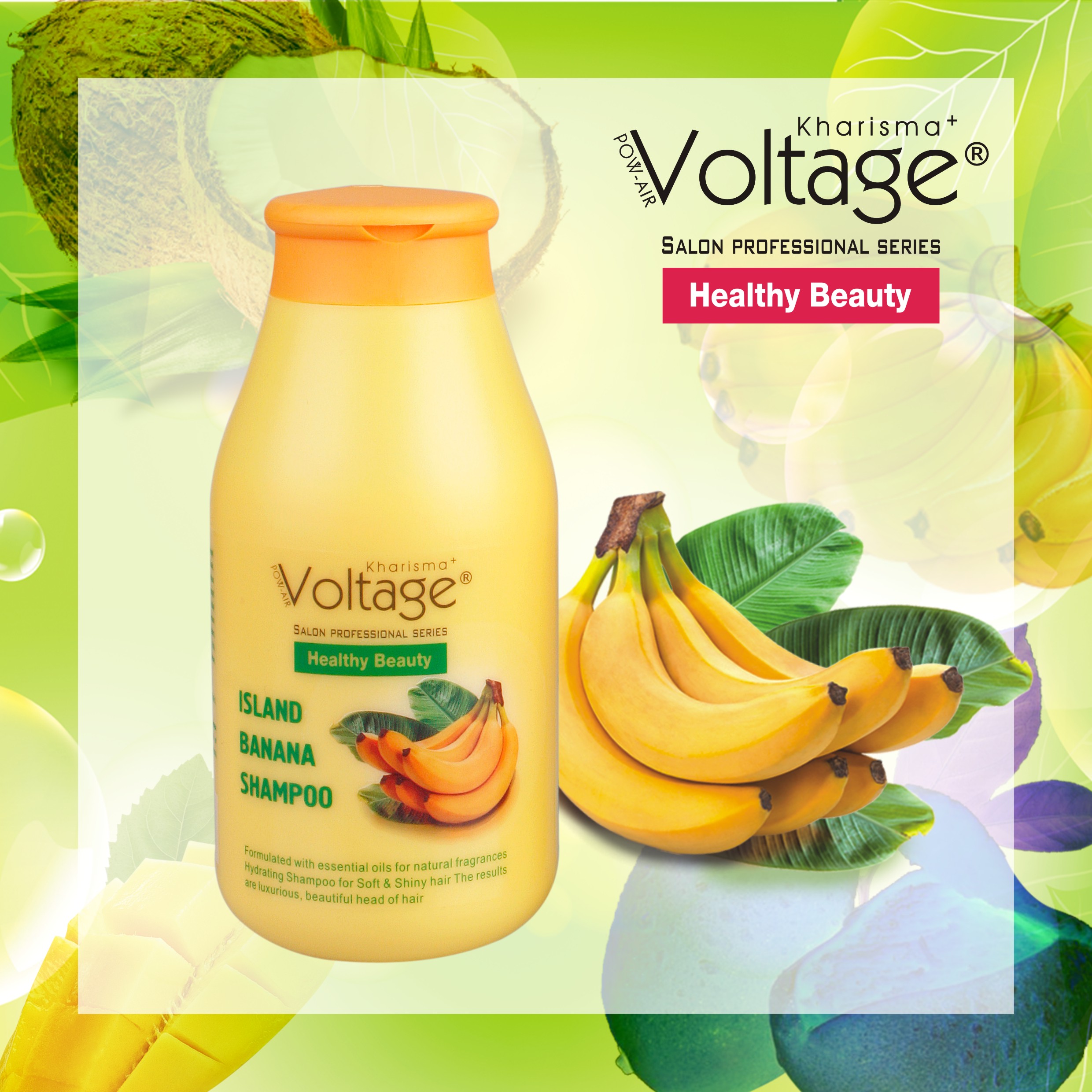Kharisma Voltage Fruits Grow Strong Shampoo For Stronger, Healthier, Shinier Hair Banana scents to bring life back to every inch