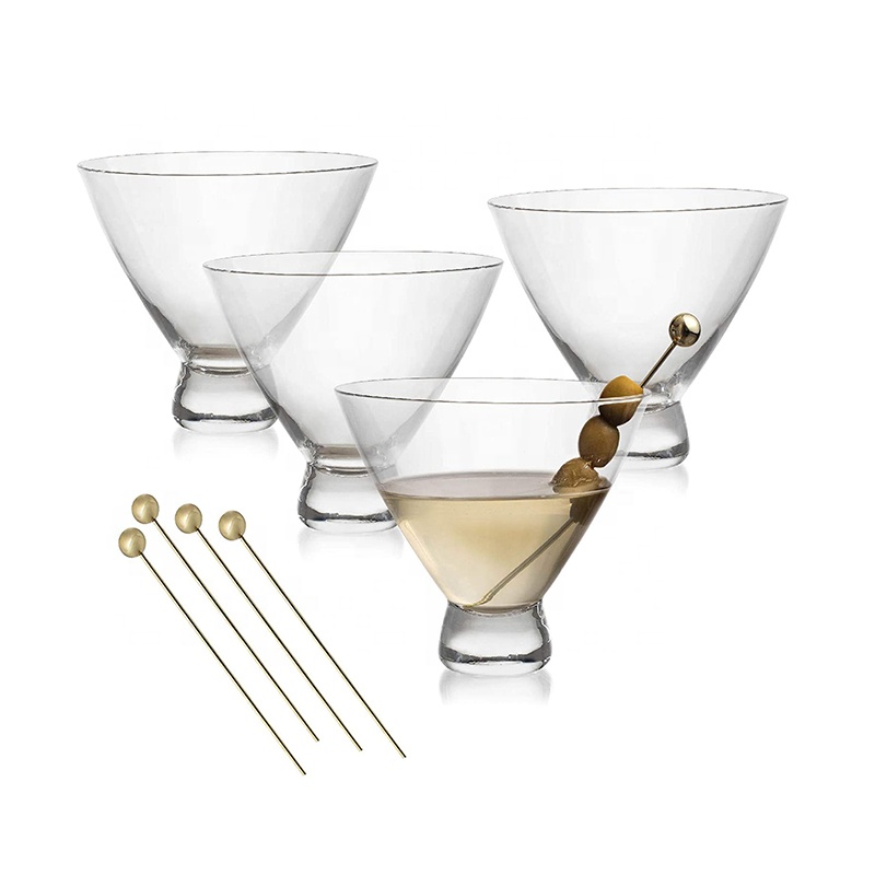 Lead-Free Handmade Martini Glasses Crystal Clear Stemless Martini Glasses Cocktail Cups Margarita Tumbler