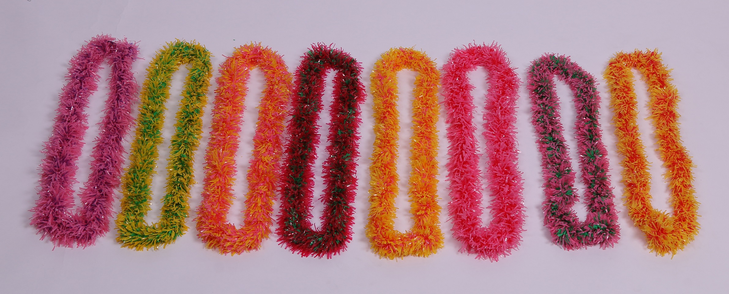 double color fringe plastic lei