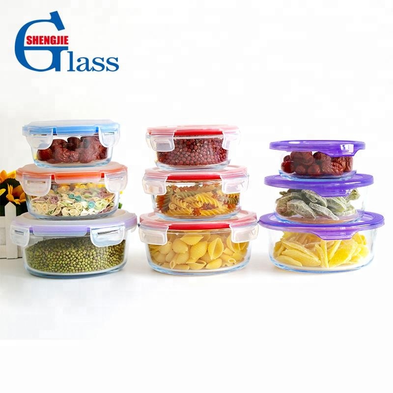 Microwave Safe High Borosilicate Glass Leak Proof Round Lunch Box Set Wholesale