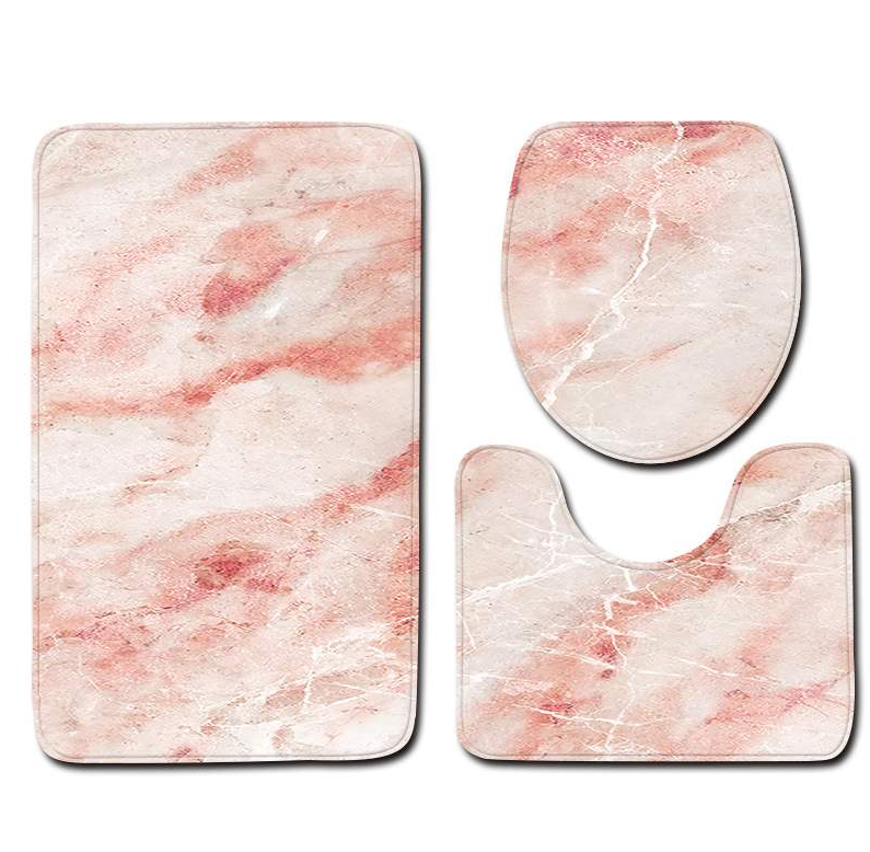 3PC Set Water Absorb Non Slip Flannel Printing Bathroom Rug Printed Foam Mat Bath Mat Set