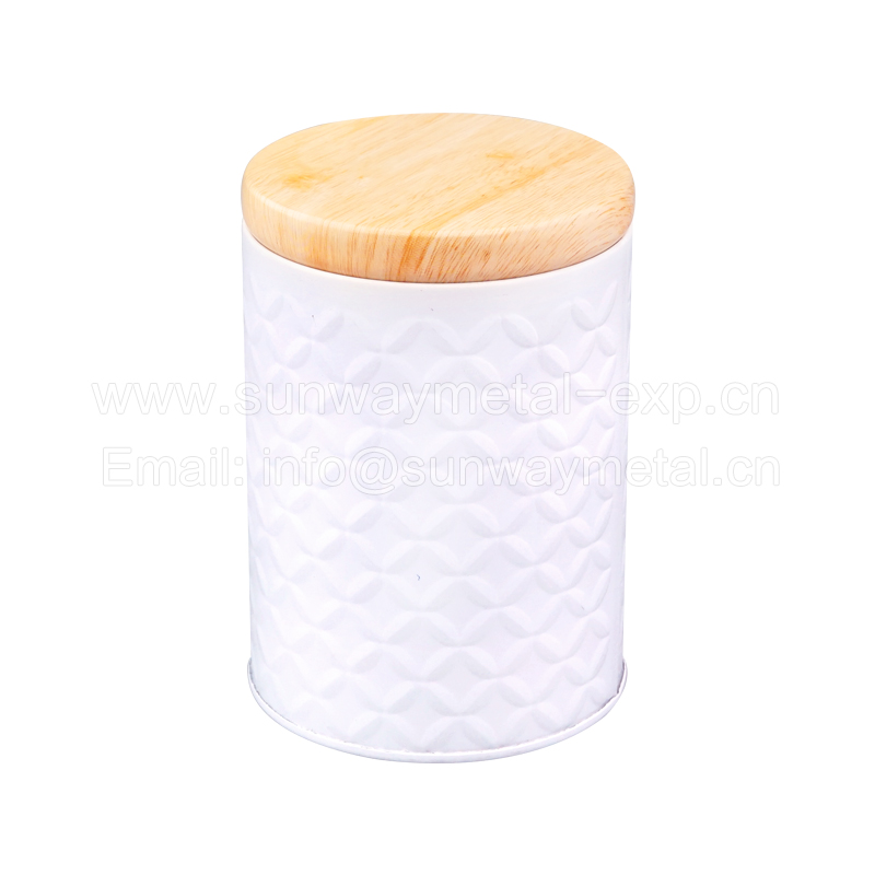 Wood grain tin box