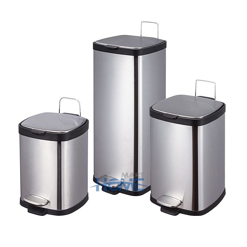 Office and home use Square shaped Waste Bin with removable inner barrel bucket with black plastic cover lid trash bin