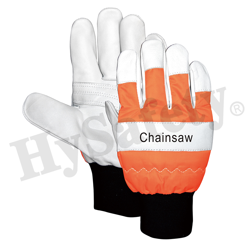 Chainsaw gloves, chain saw glove,EN381-7 glove, leather glove, work glove, cut resistant glove