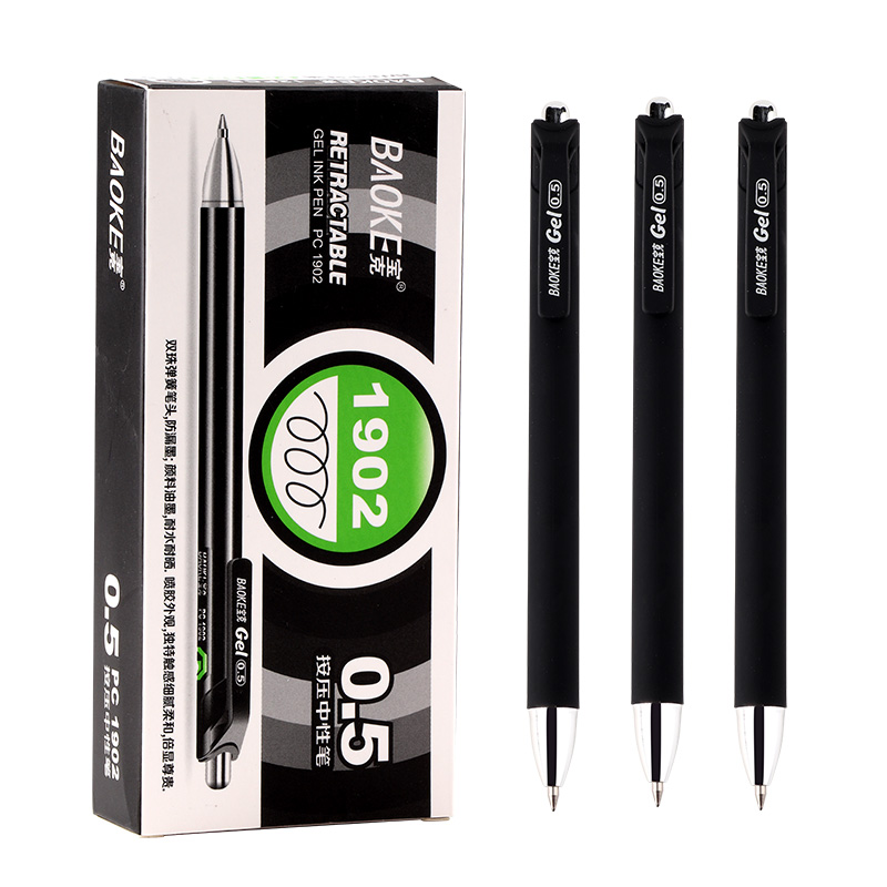 PC1902 gel pen 0.5mm bullet tip water-proof and light fast pigment ink retractable gel ink pen blue black red dark blue