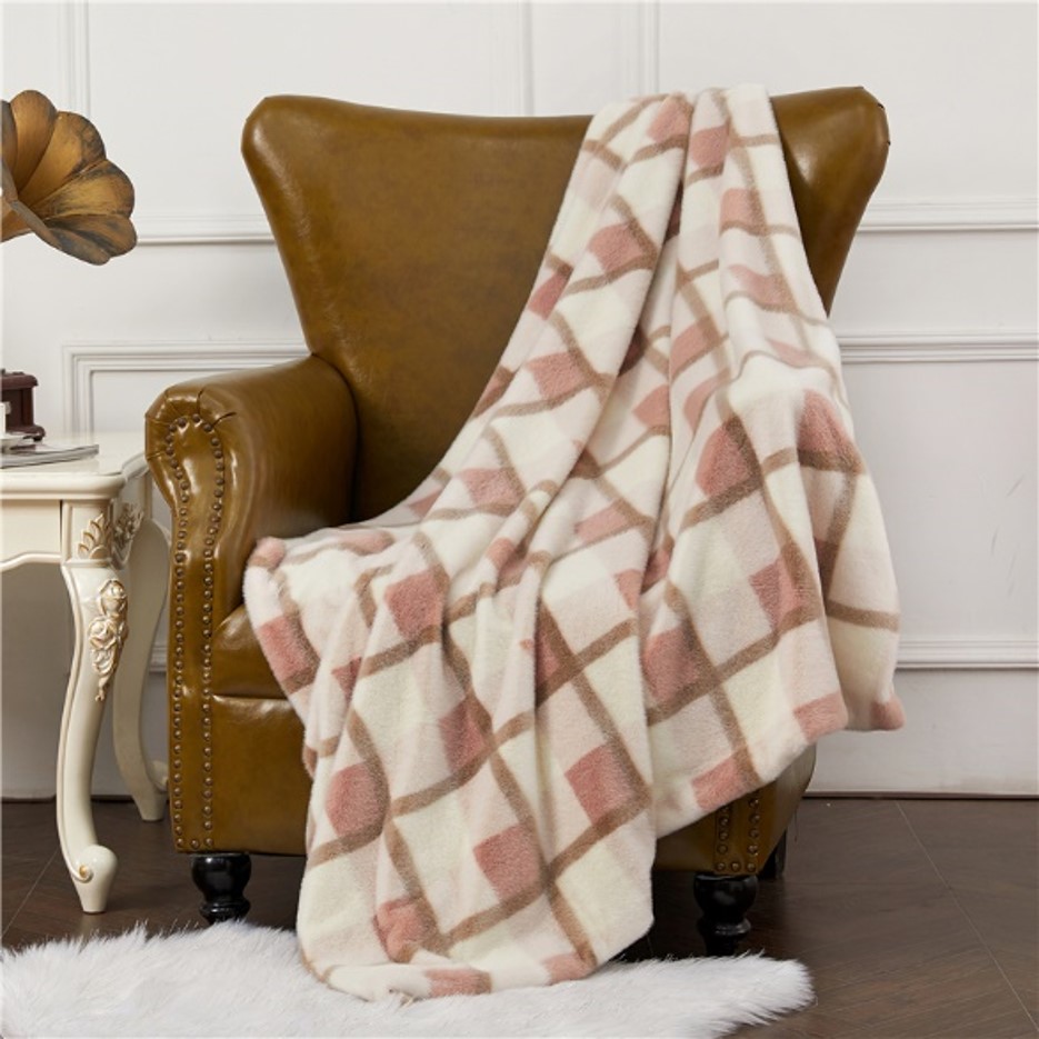 Decosy Rabbit Fur Printed Throw Blanket