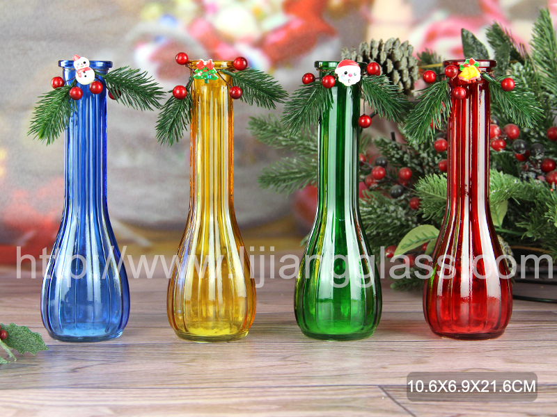 Christmas sprayed glass vase