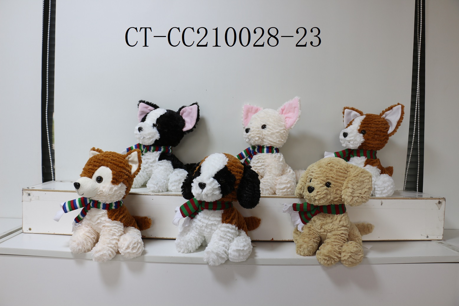 Plush Dogs With Xmas Scarf