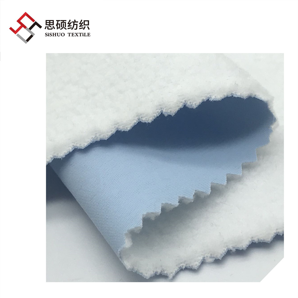 228T nylon taslan bonded TPU polar fleece three layers softshell fabric for outdoor jacket